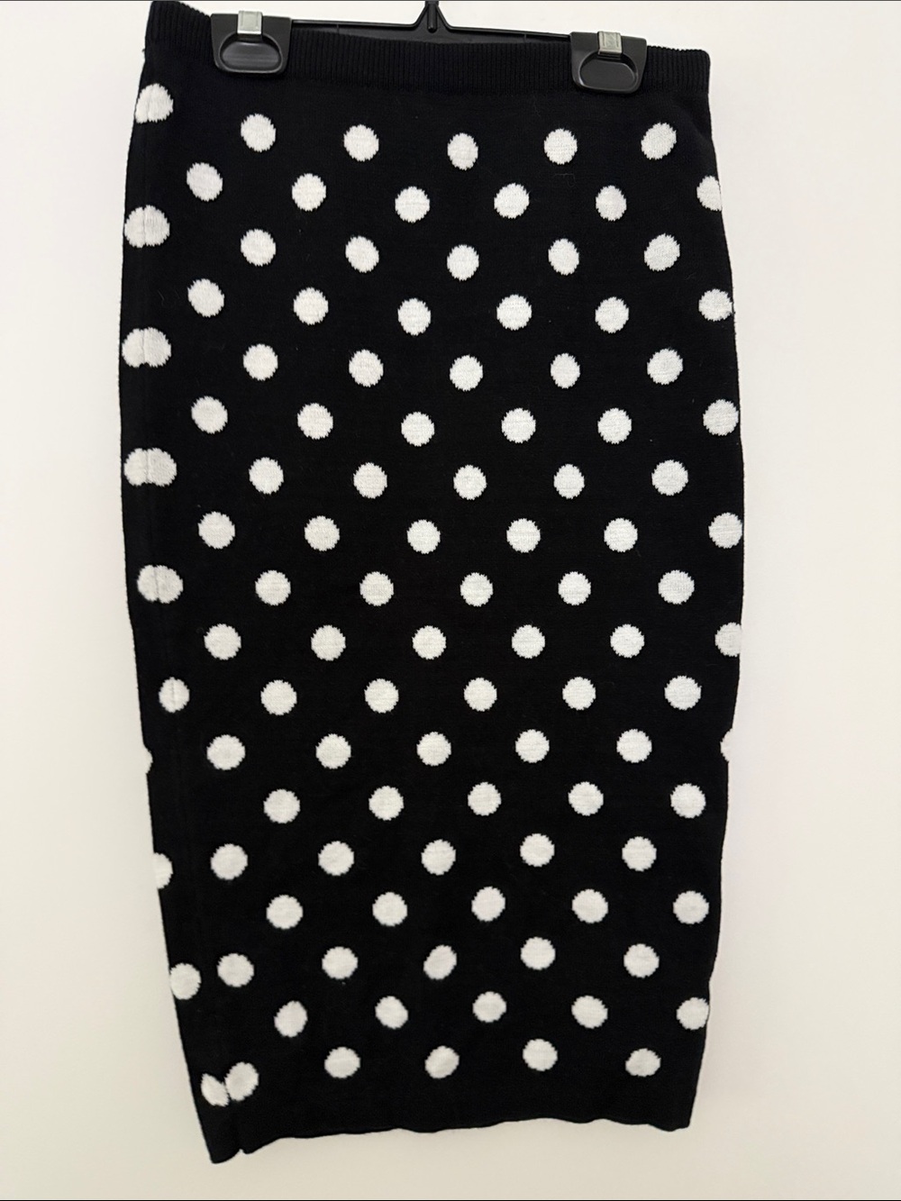 Forever 21 Black Pencil Skirt with White Polka Dots